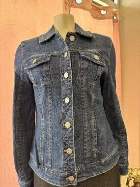 L.A. Live a Little Dark Wash Stretch Denim Jacket Small Classic Jean Jacket